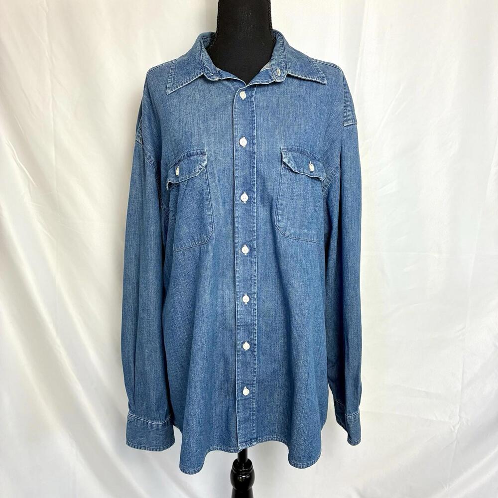 Vintage Old Navy Denim Shirt XL Long Sleeve Button Front Western Workwear Y2K